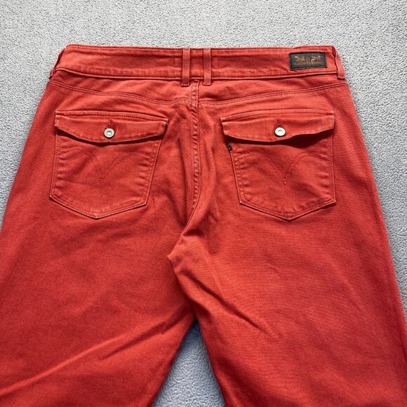 Levis Womens Jeans Mid Rise Skinny Size 16 M Red Pants Pockets Stretch - Picture 9 of 13